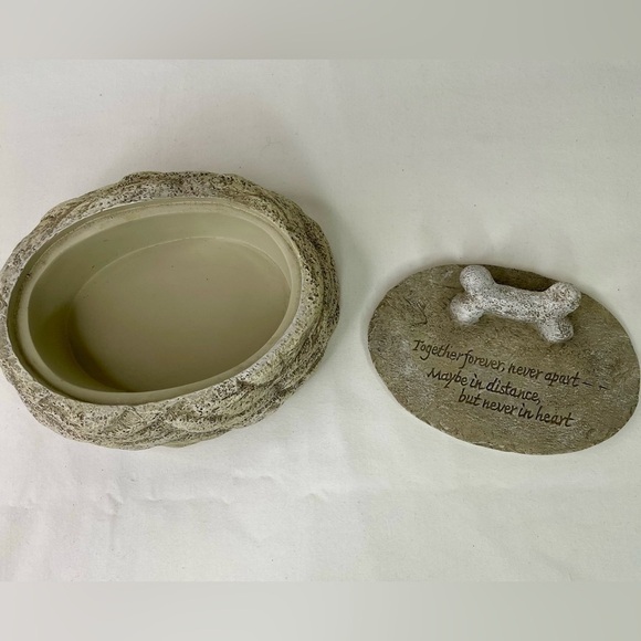 Dog Memory Box Together Forever Ashes Holder Resin Stone Look - Picture 2 of 4